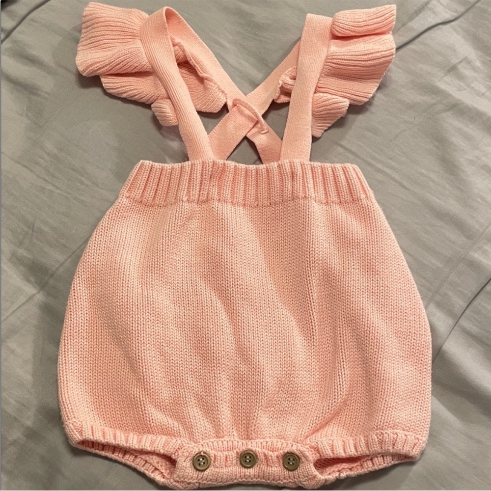 Pink Sweater Knot Romper